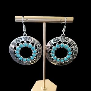Howlite Southwest and Silver Earrings Native American
